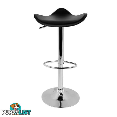 Set of 2 PVC Leather Kitchen Bar Stool Black