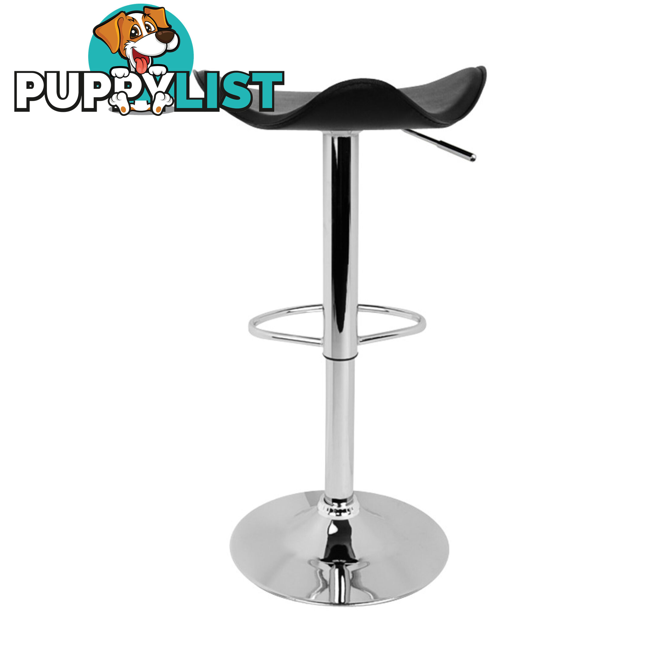 Set of 2 PVC Leather Kitchen Bar Stool Black