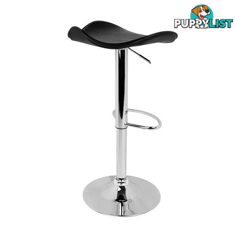 Set of 2 PVC Leather Kitchen Bar Stool Black