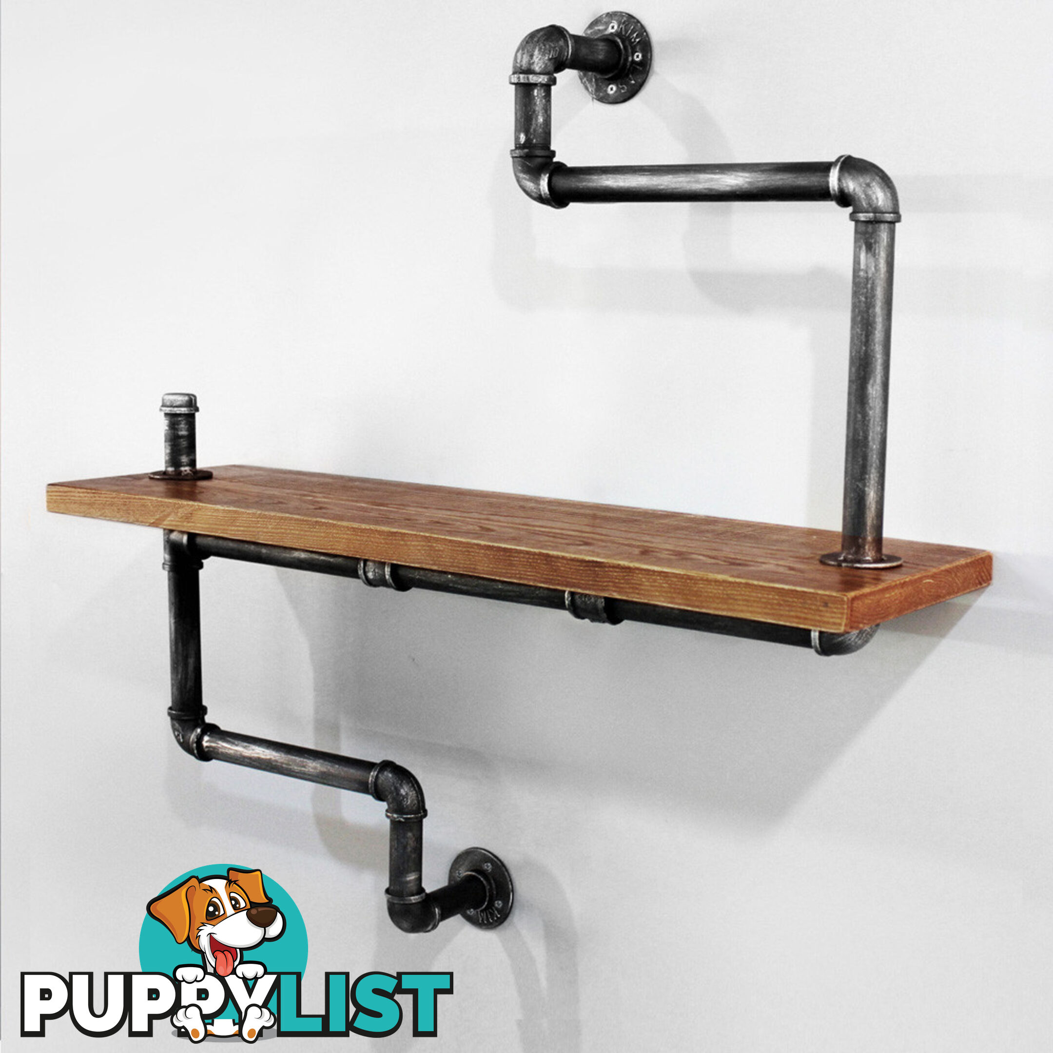 Rustic Industrial DIY Floating Pipe Shelf