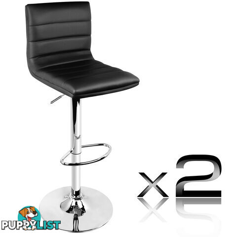 Set of 2 PU Leather Kitchen Bar Stool Black