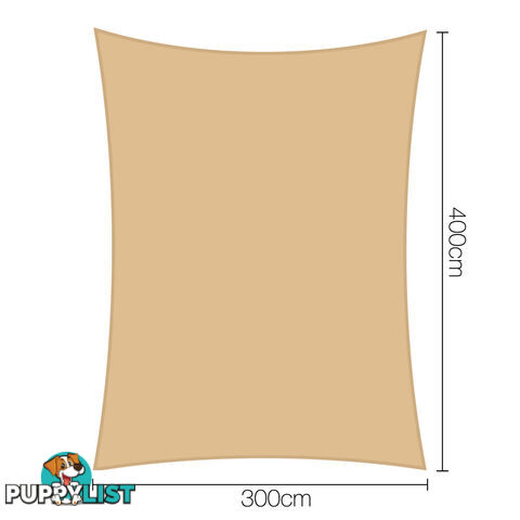 Heavy Duty 185GSM Shade Sail Canopy 3 x 4 M Sand