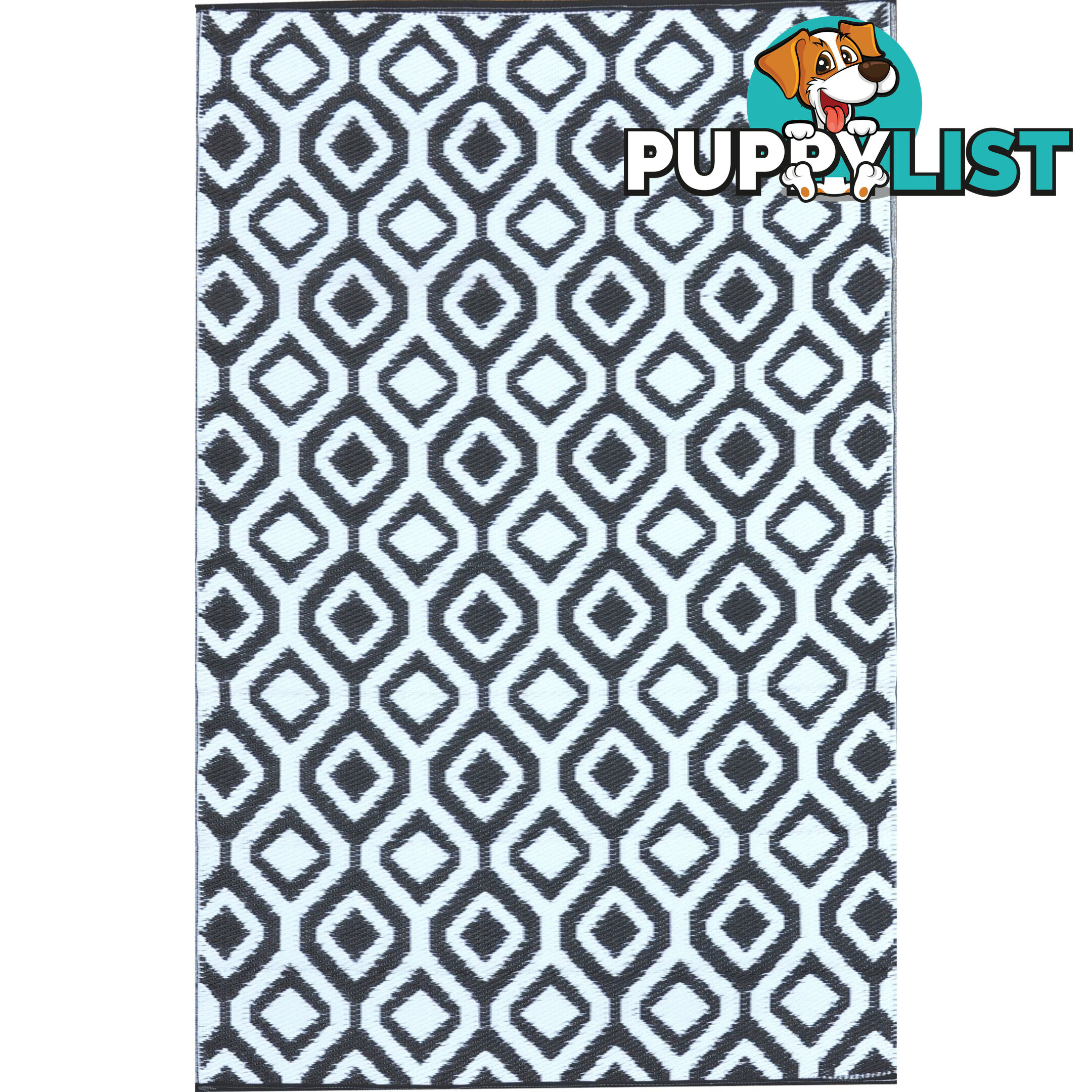 Honeycomb Reversable Rug Balck & White 120x180cm