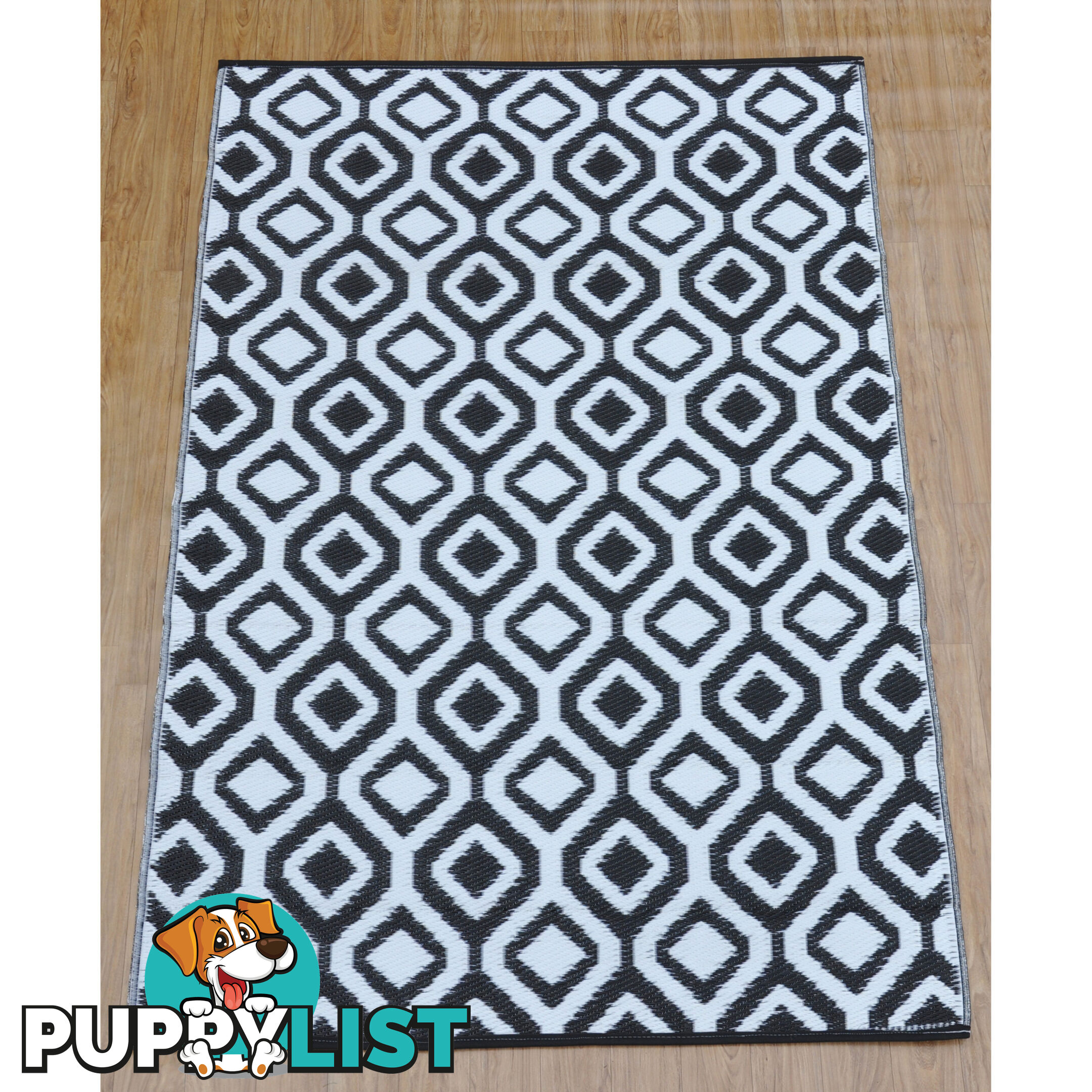 Honeycomb Reversable Rug Balck & White 120x180cm