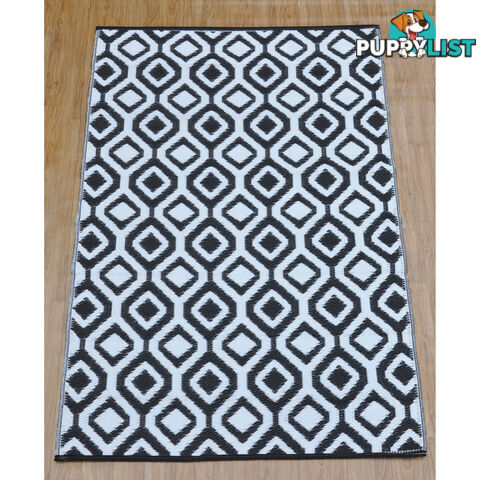 Honeycomb Reversable Rug Balck & White 120x180cm