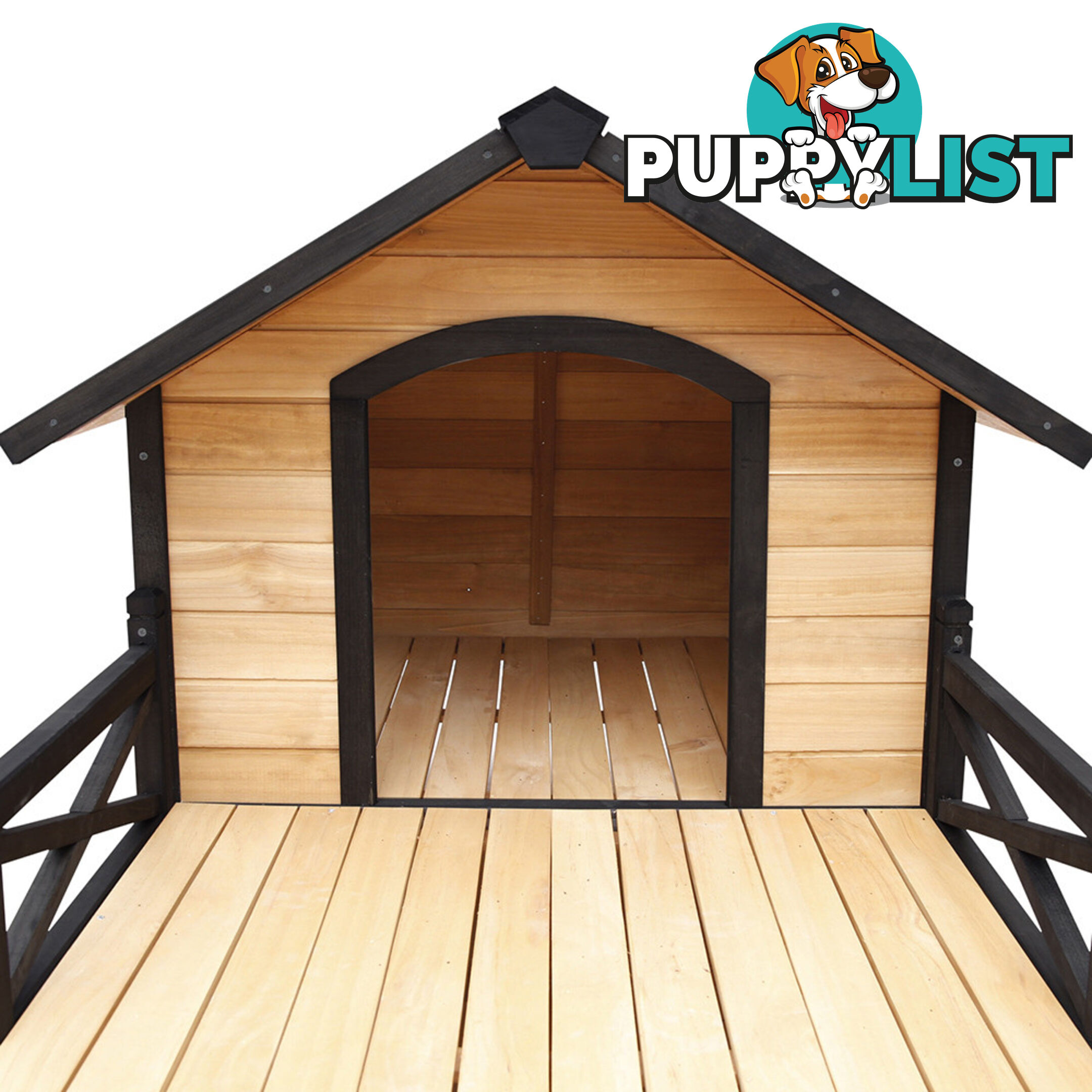 Dog Kennel with Patio - Black