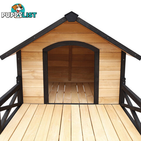 Dog Kennel with Patio - Black