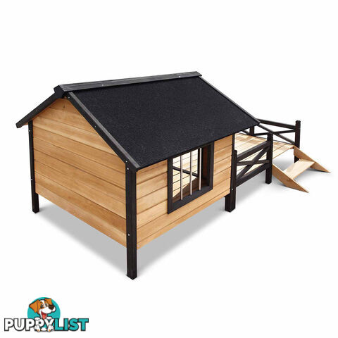 Dog Kennel with Patio - Black