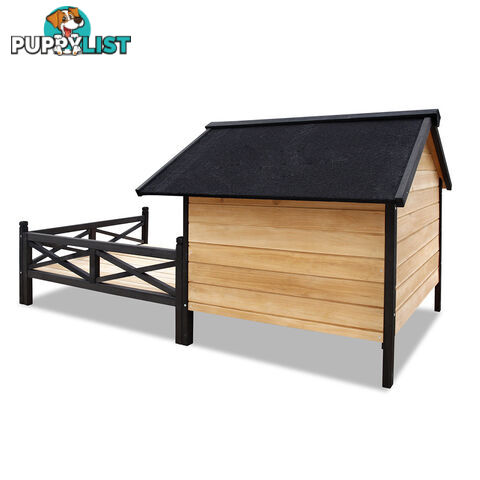 Dog Kennel with Patio - Black