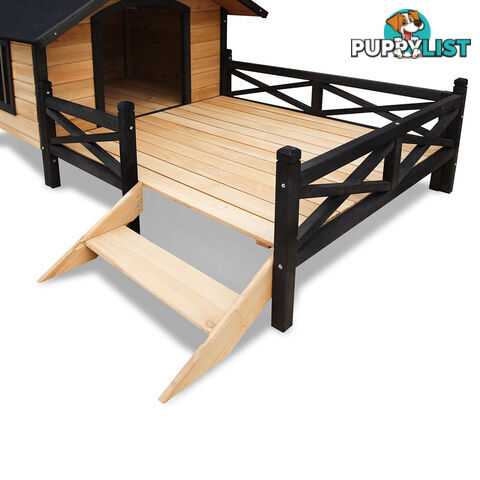 Dog Kennel with Patio - Black