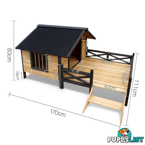 Dog Kennel with Patio - Black