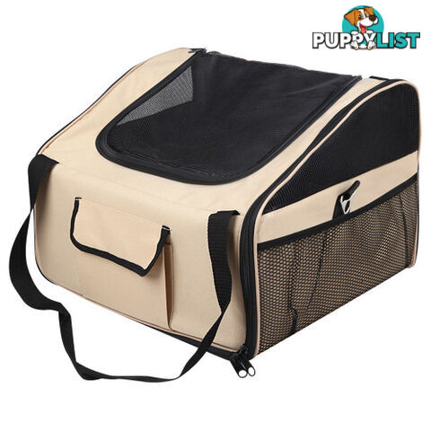 Pet Dog Cat Car Seat Carrier Travel Bag Small Beige