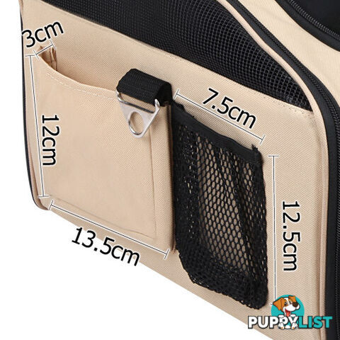 Pet Dog Cat Car Seat Carrier Travel Bag Small Beige