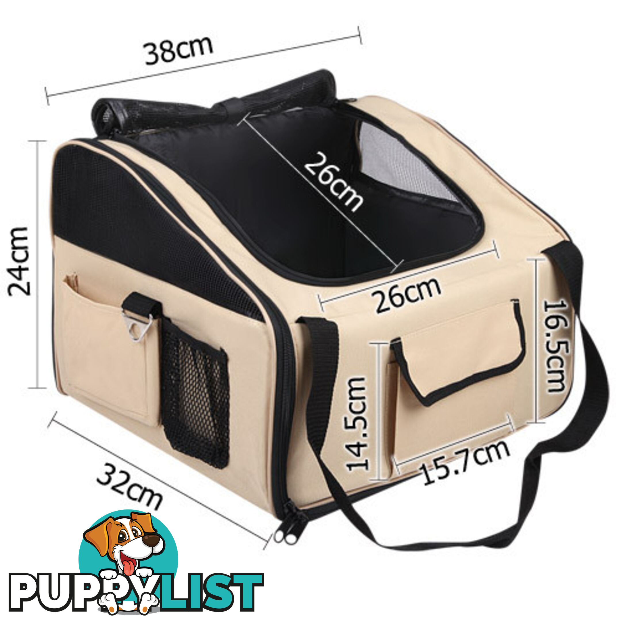 Pet Dog Cat Car Seat Carrier Travel Bag Small Beige