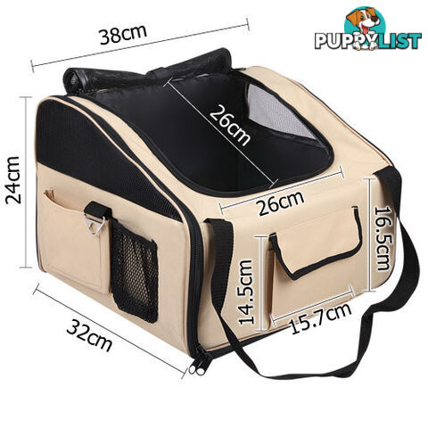 Pet Dog Cat Car Seat Carrier Travel Bag Small Beige