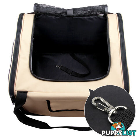 Pet Dog Cat Car Seat Carrier Travel Bag Small Beige