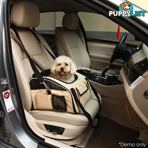 Pet Dog Cat Car Seat Carrier Travel Bag Small Beige