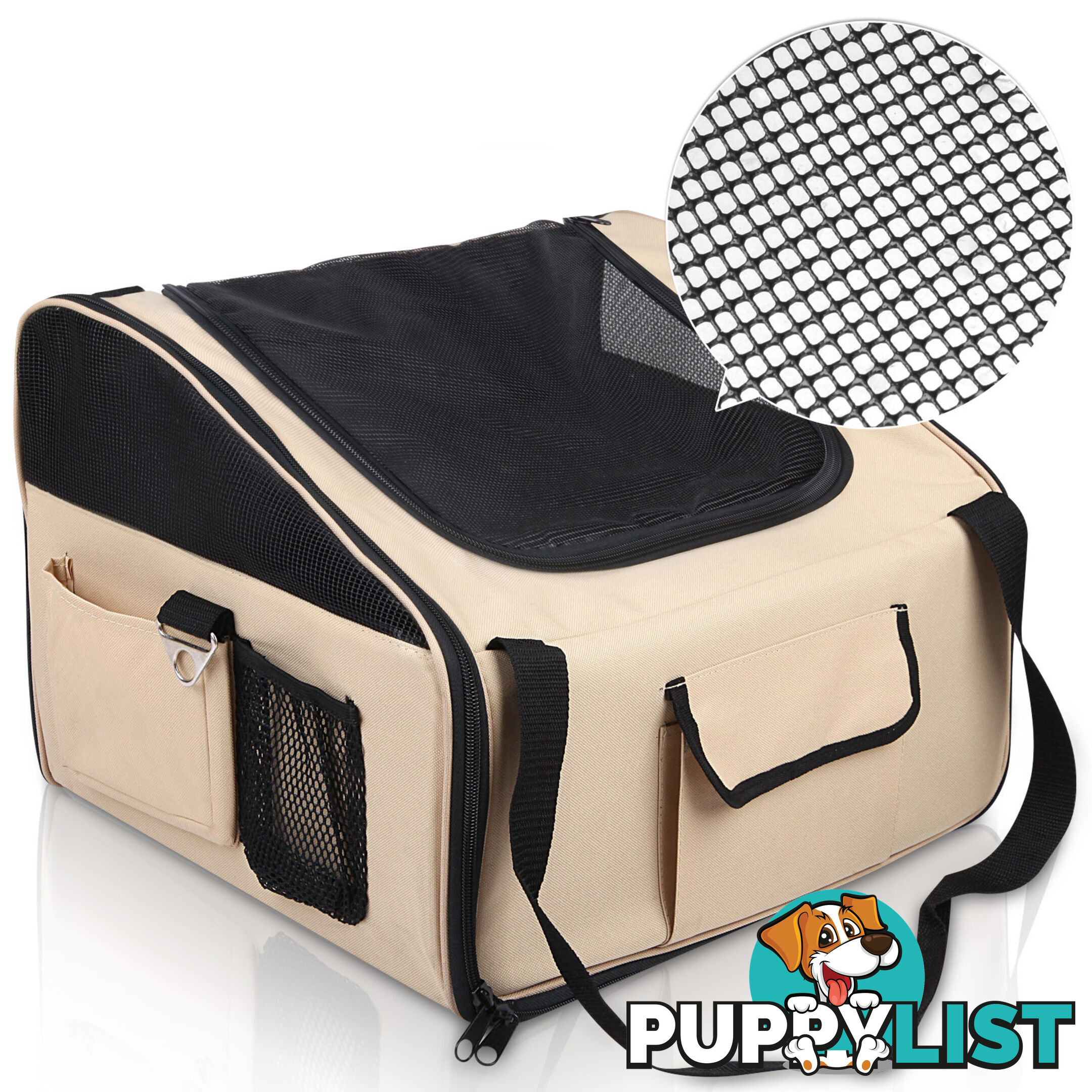 Pet Dog Cat Car Seat Carrier Travel Bag Small Beige
