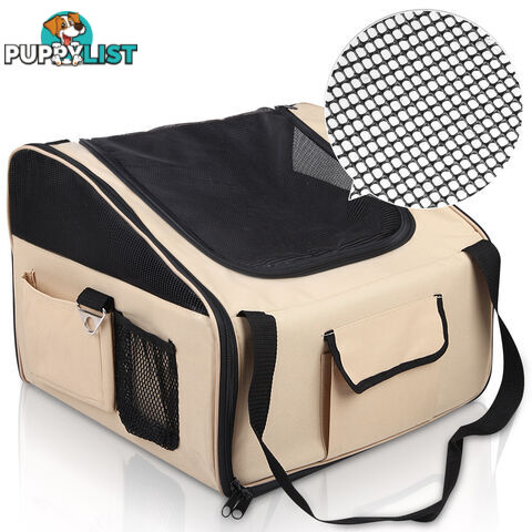 Pet Dog Cat Car Seat Carrier Travel Bag Small Beige