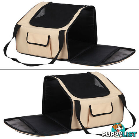 Pet Dog Cat Car Seat Carrier Travel Bag Small Beige