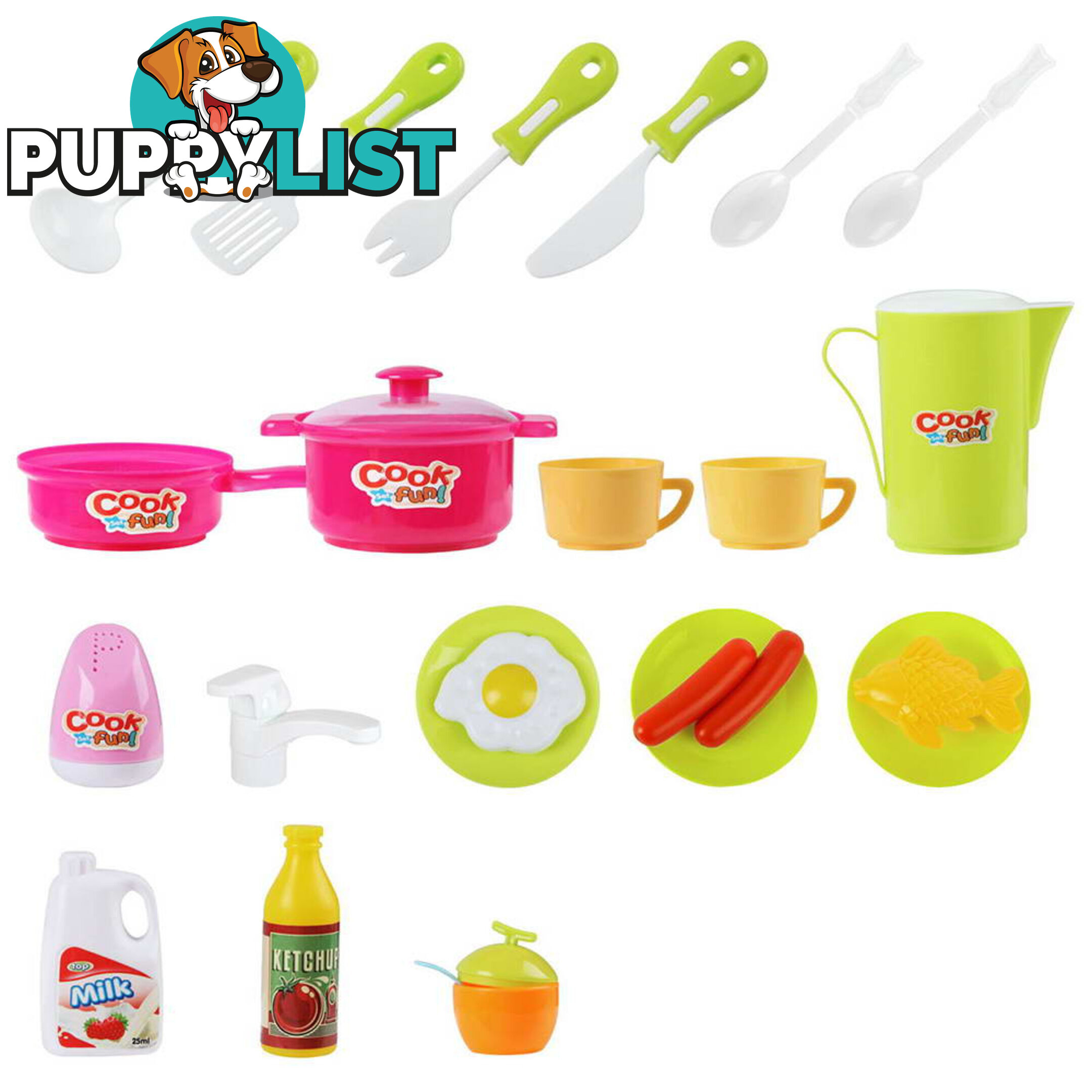 Kids Play Set Little Chef Kitchen 25 Piece - Pink