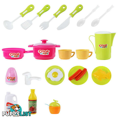 Kids Play Set Little Chef Kitchen 25 Piece - Pink