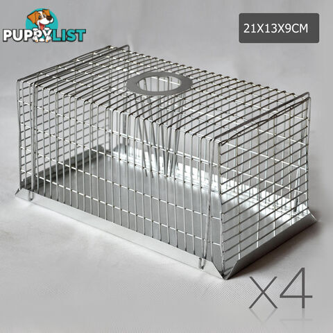 Set of 4 Humane Animal Trap Cage 23 x 15 x 10cm Silver