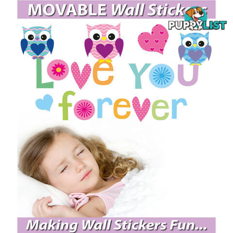 Large Size Love Forever Owls Wall Sticker - Totally Movable