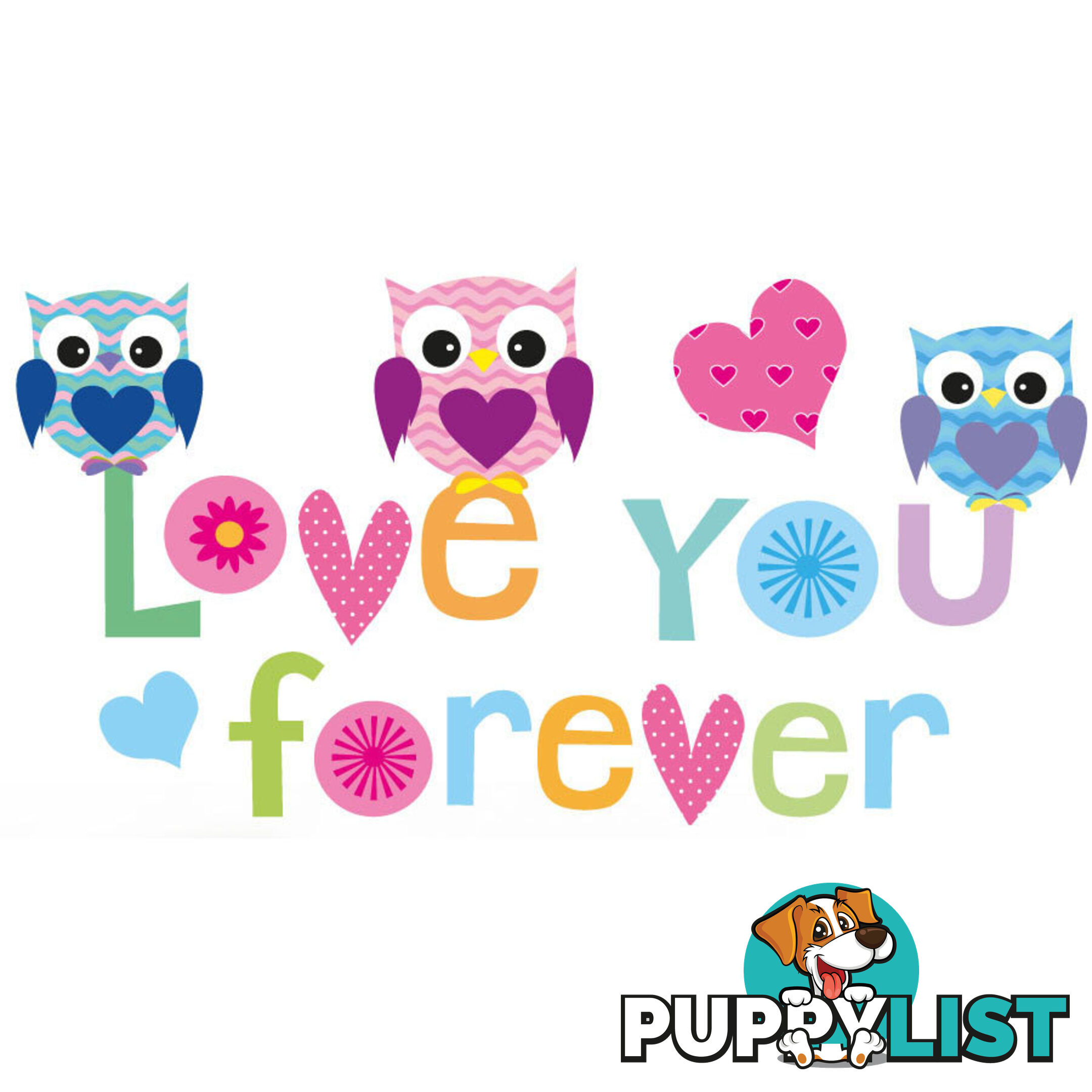 Large Size Love Forever Owls Wall Sticker - Totally Movable