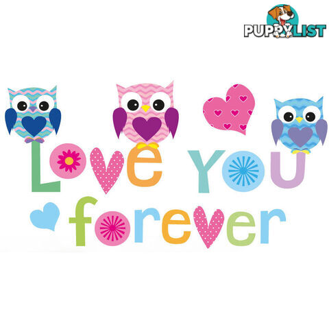 Large Size Love Forever Owls Wall Sticker - Totally Movable