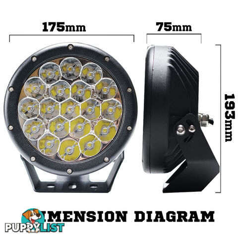 Pair 7inch 190w Cree LED Driving Light Black Spotlight Offroad HID 4x4 ATV