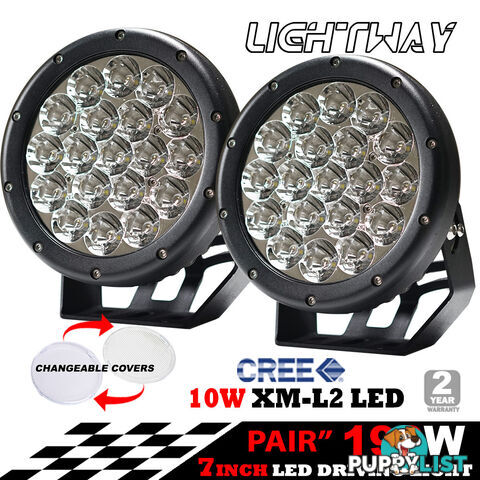 Pair 7inch 190w Cree LED Driving Light Black Spotlight Offroad HID 4x4 ATV