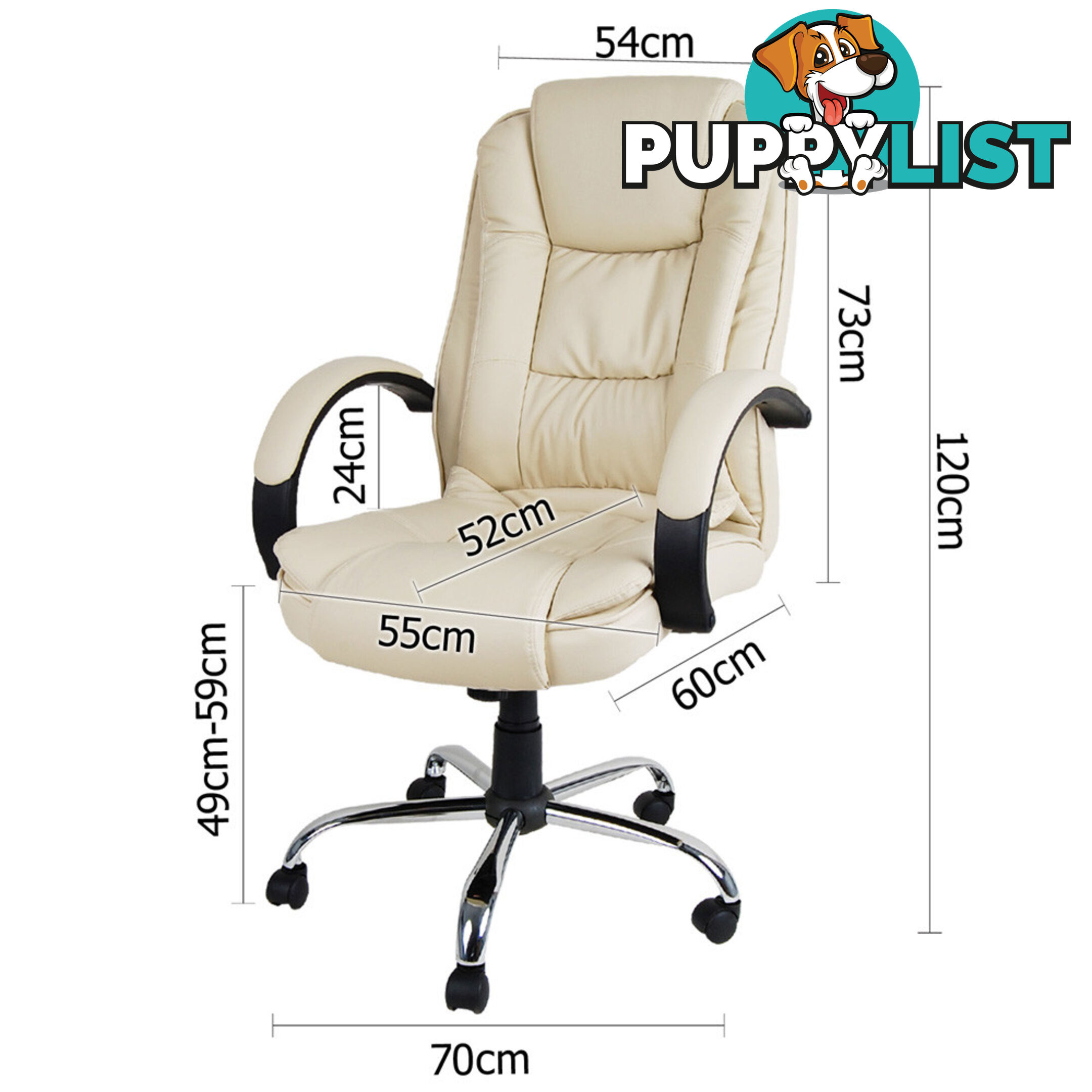 Executive PU Leather Office Computer Chair Beige