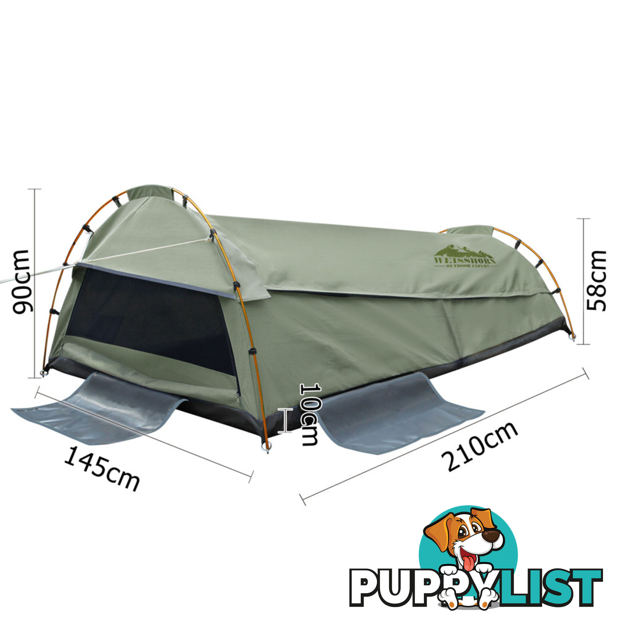 Double Camping Canvas Swag Tent Celadon w/ Air Pillow