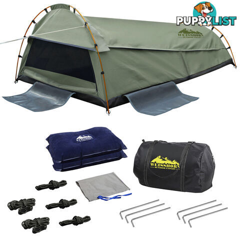 Double Camping Canvas Swag Tent Celadon w/ Air Pillow