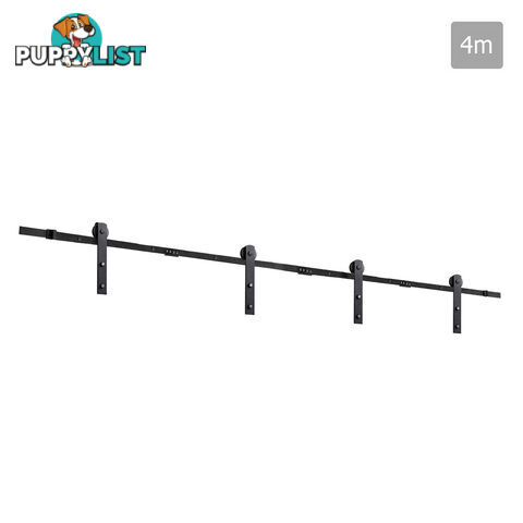 Sliding Barn Door Hardware Track Set Powder Coat Steel Black - 2M