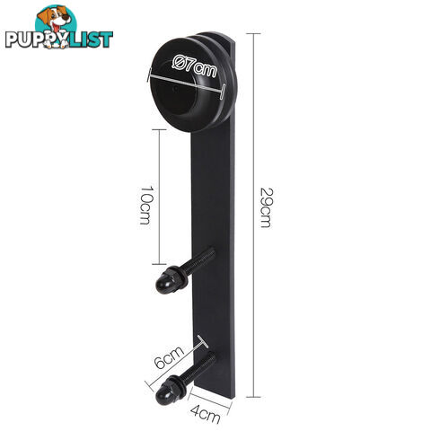 Sliding Barn Door Hardware Track Set Powder Coat Steel Black - 2M