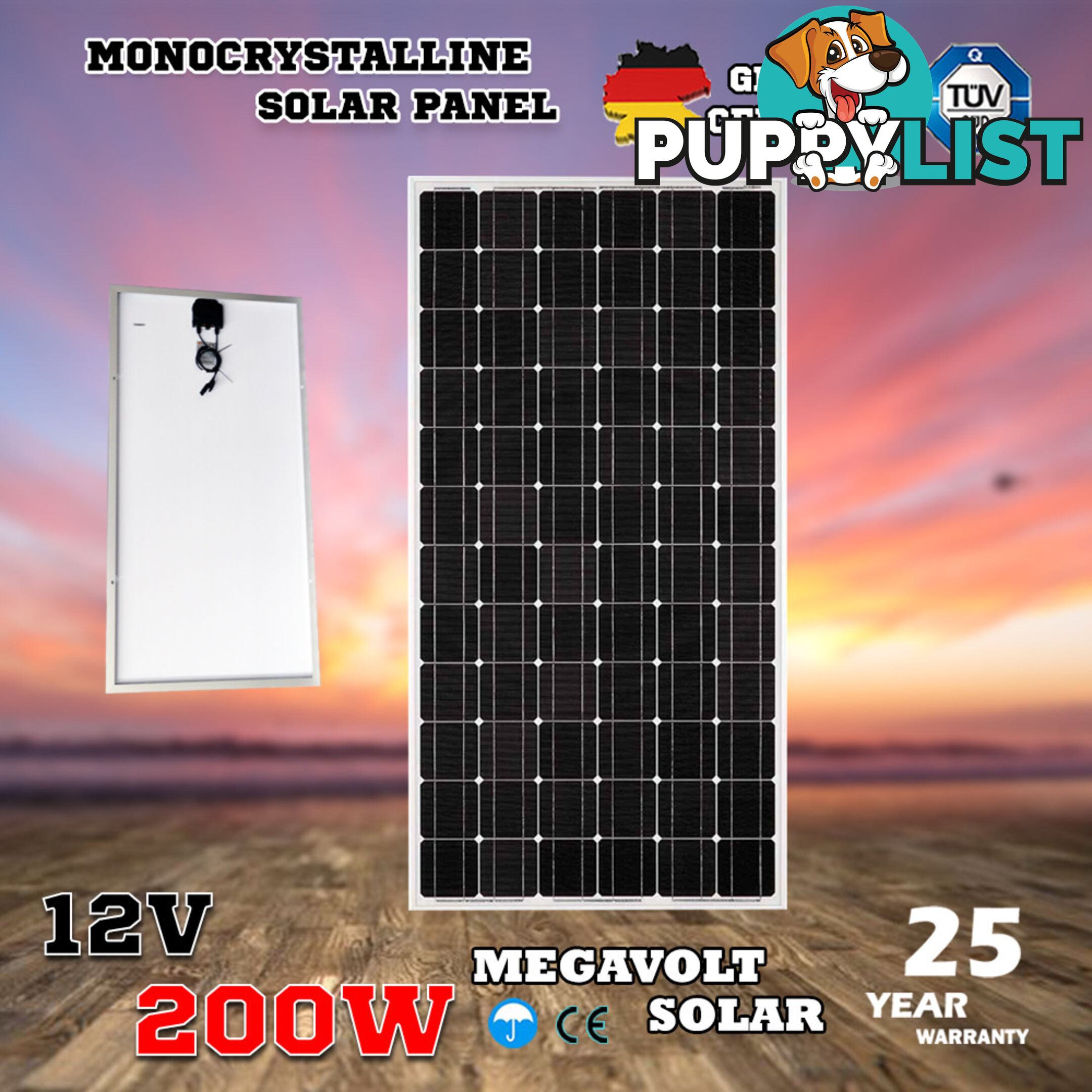 12V 200W Solar Panel Kit Home Generator Caravan Camping Power Mono Charging PWM