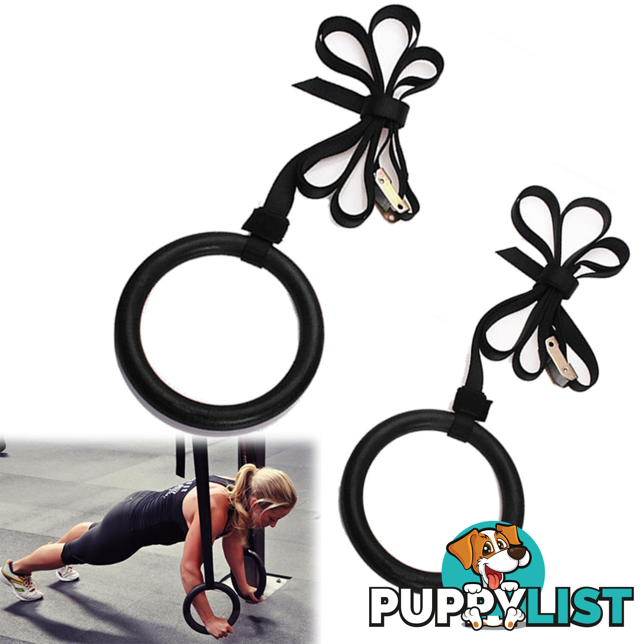 Gymnastic Gym Rings Hoop Crossfit Exercise Fitness Home Workout Dip Pair Bars