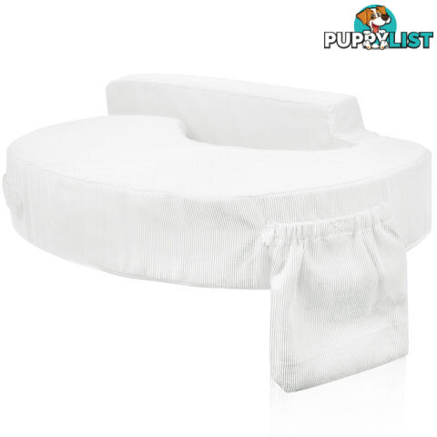 Baby Breast Feeding Support Memory Foam Pillow w/ Zip Cover White