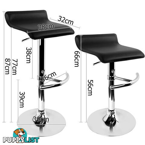 Set of 2 PVC Leather Kitchen Bar Stool Chocolate