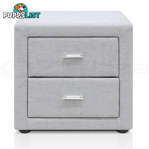 Fabric Bedside Table - Light Grey