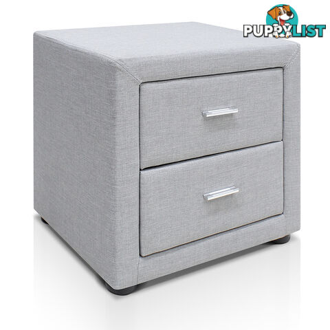 Fabric Bedside Table - Light Grey