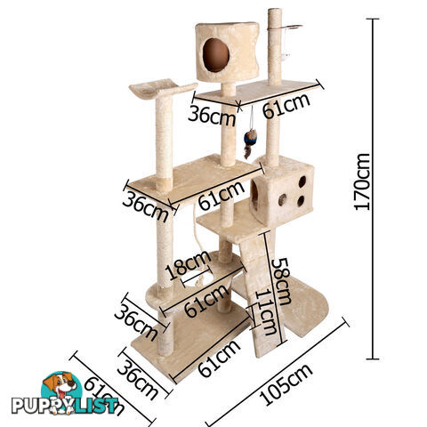 Cat Scratching Poles Post Furniture Tree 170cm Beige