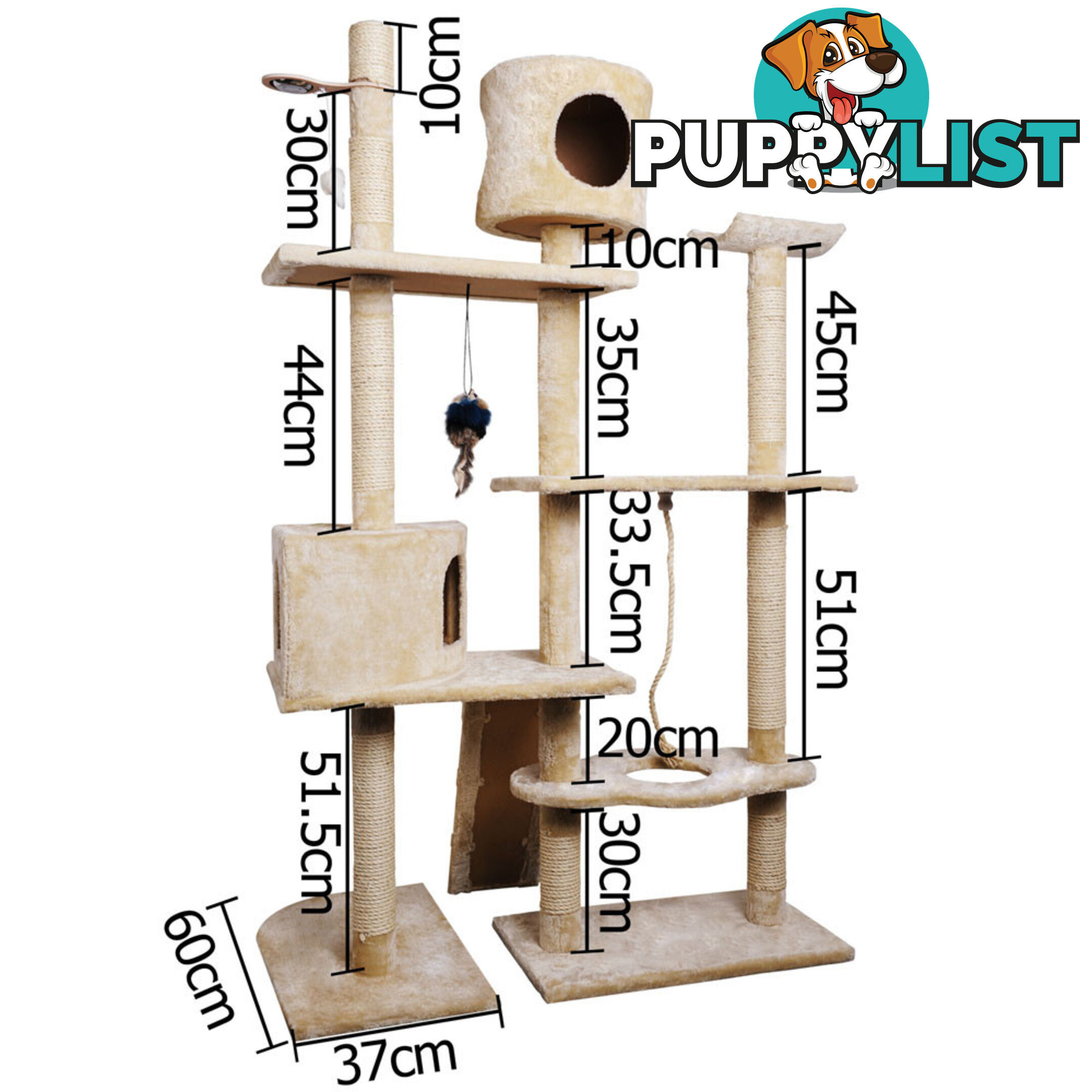 Cat Scratching Poles Post Furniture Tree 170cm Beige