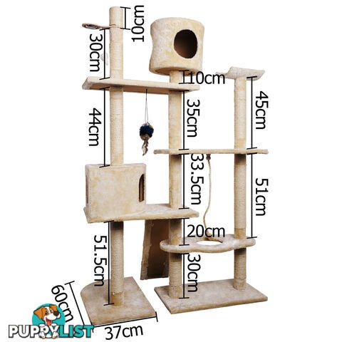 Cat Scratching Poles Post Furniture Tree 170cm Beige