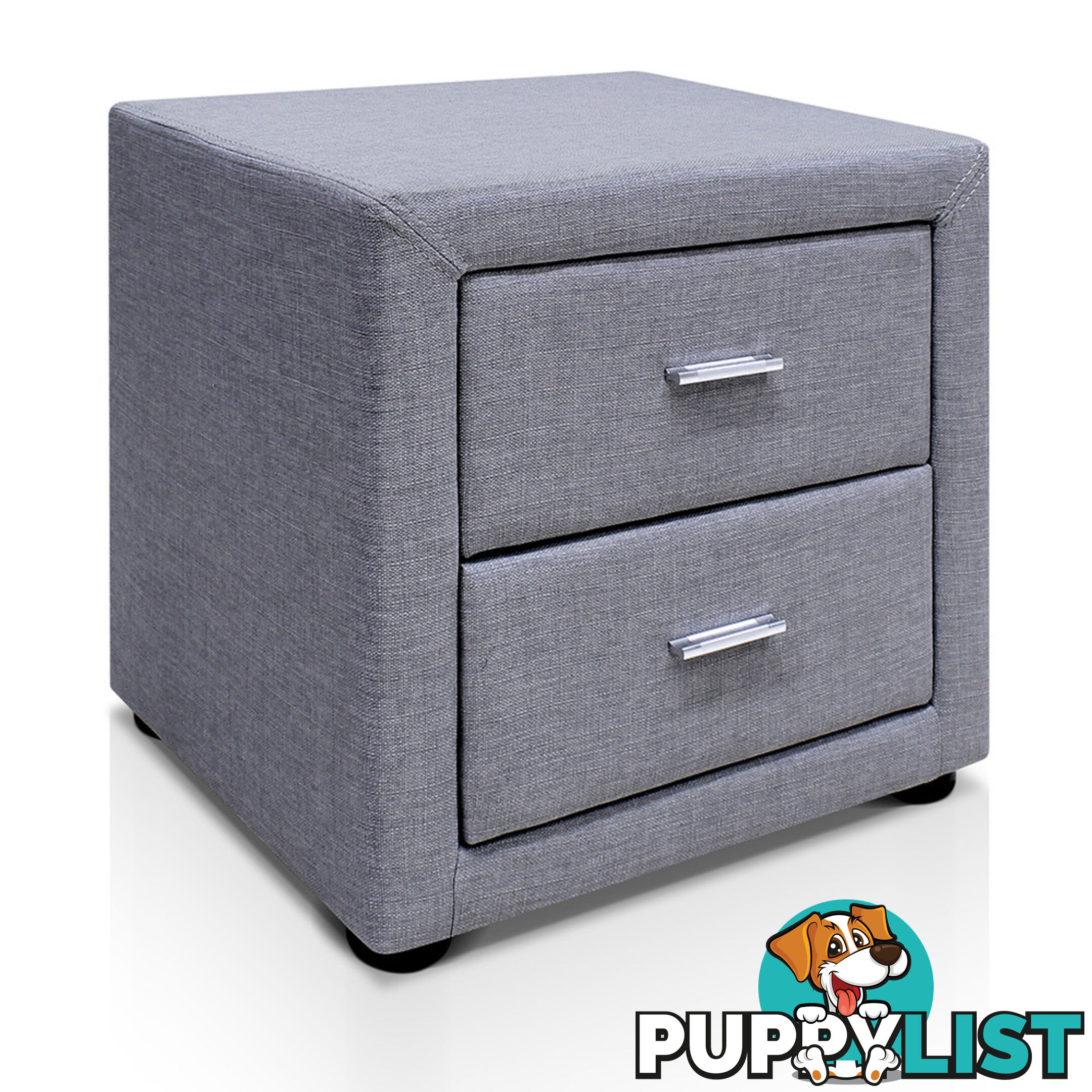 Fabric Bedside Table - Grey