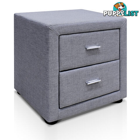 Fabric Bedside Table - Grey