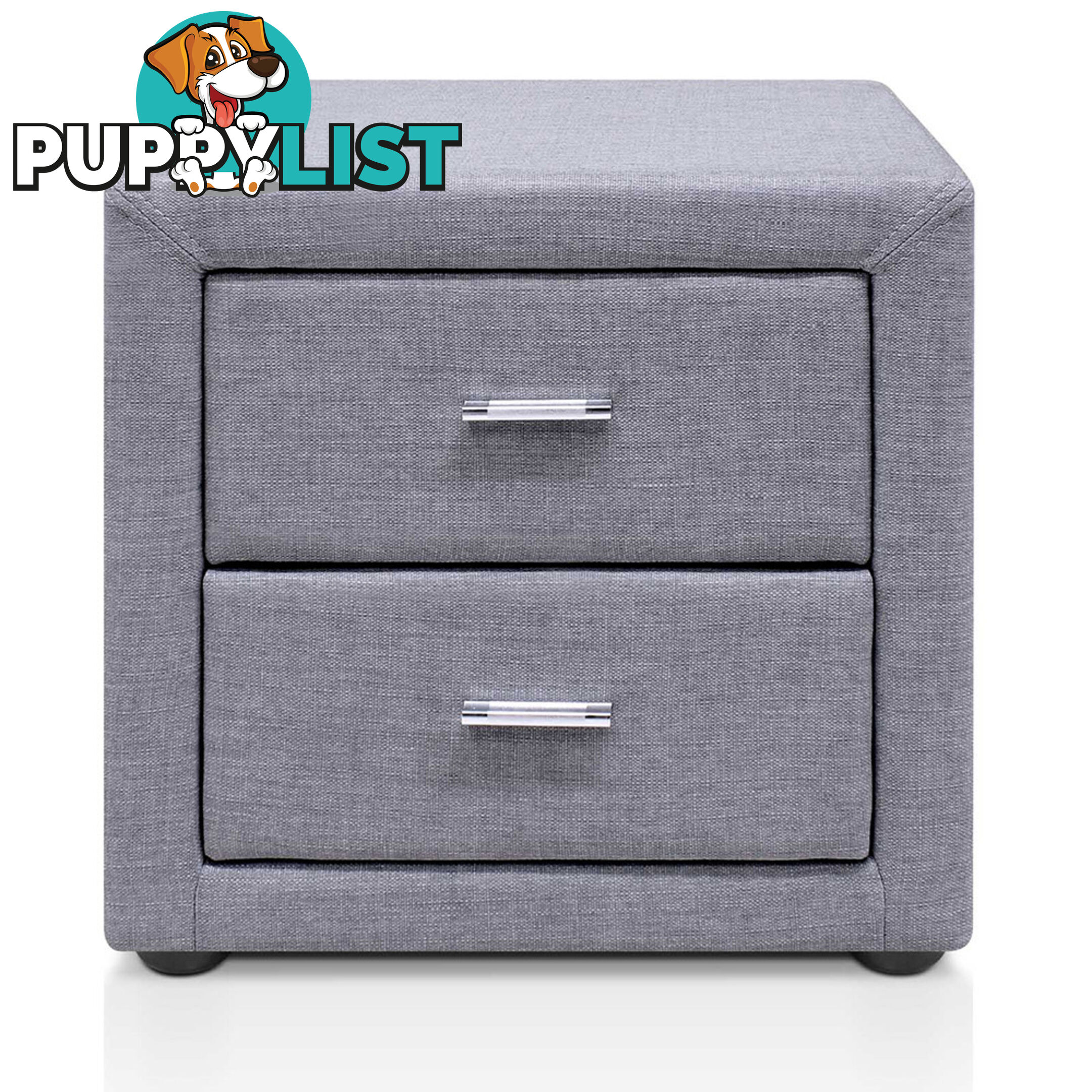 Fabric Bedside Table - Grey