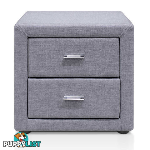 Fabric Bedside Table - Grey